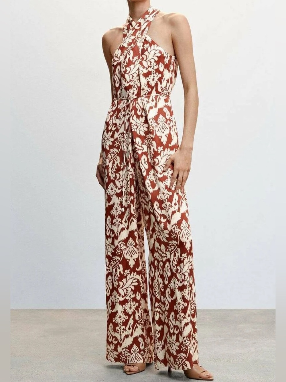 NEW MNG Mango Bow Wrap Jumpsuit Size Medium
